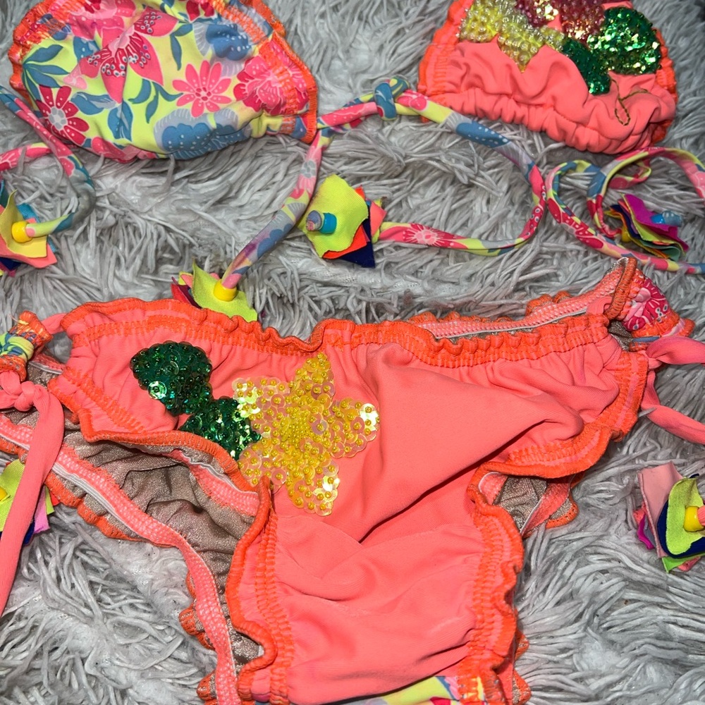 Colorful handmade embellished bikini size small